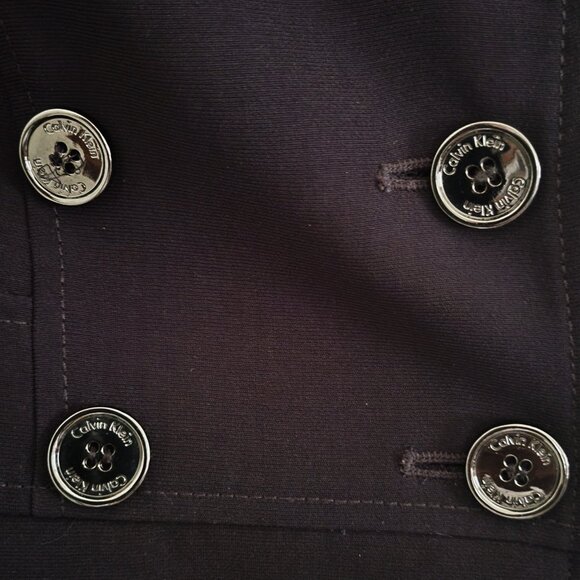 CALVIN KLEIN | Navy Blue Calvin Klein Buttons 100% Polyester Blazer - Picture 4 of 13